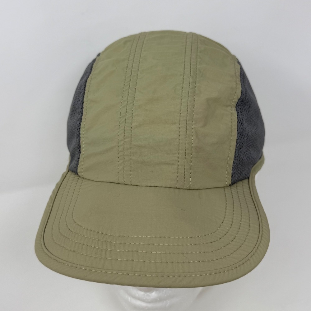 Olive Green Mesh 5 Panel Running Hiking Hat Adjustable Reflective Stripe Cap